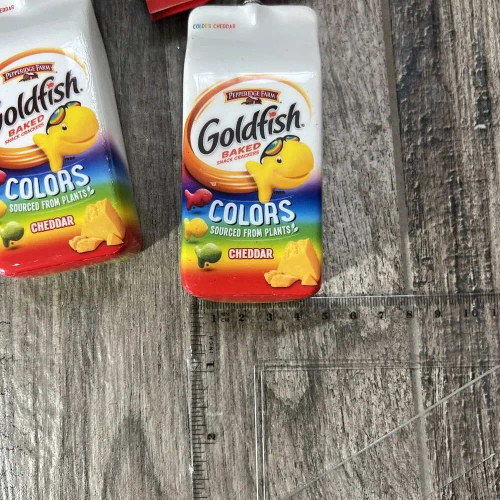 Lot of 3 Rainbow Cheddar Goldfish Bag Christmas Gift Ornament Food Crackers NWT